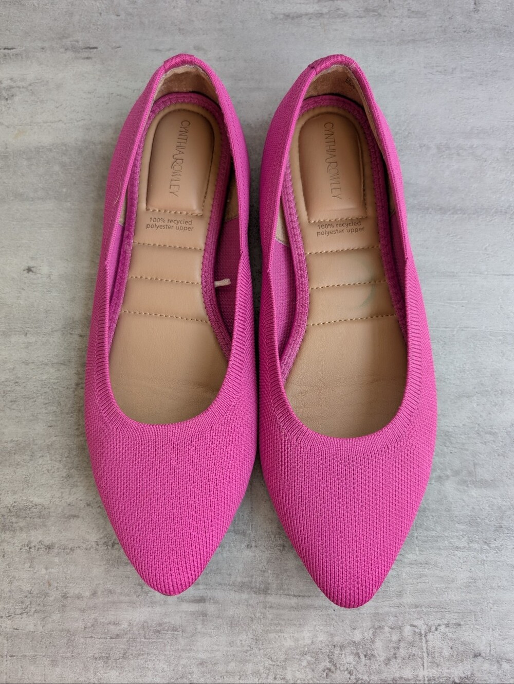 Cynthia Rowley Pink Chelsea Pointed Toe Knit Slip On Ballet Flats Womens 8
